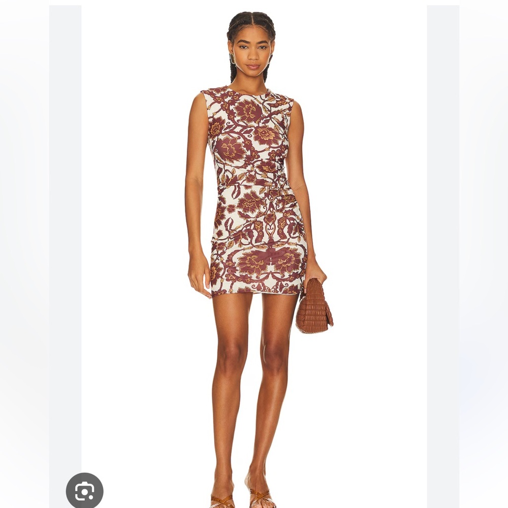 RUMER Maya Mini Dress in Cocoa Floral